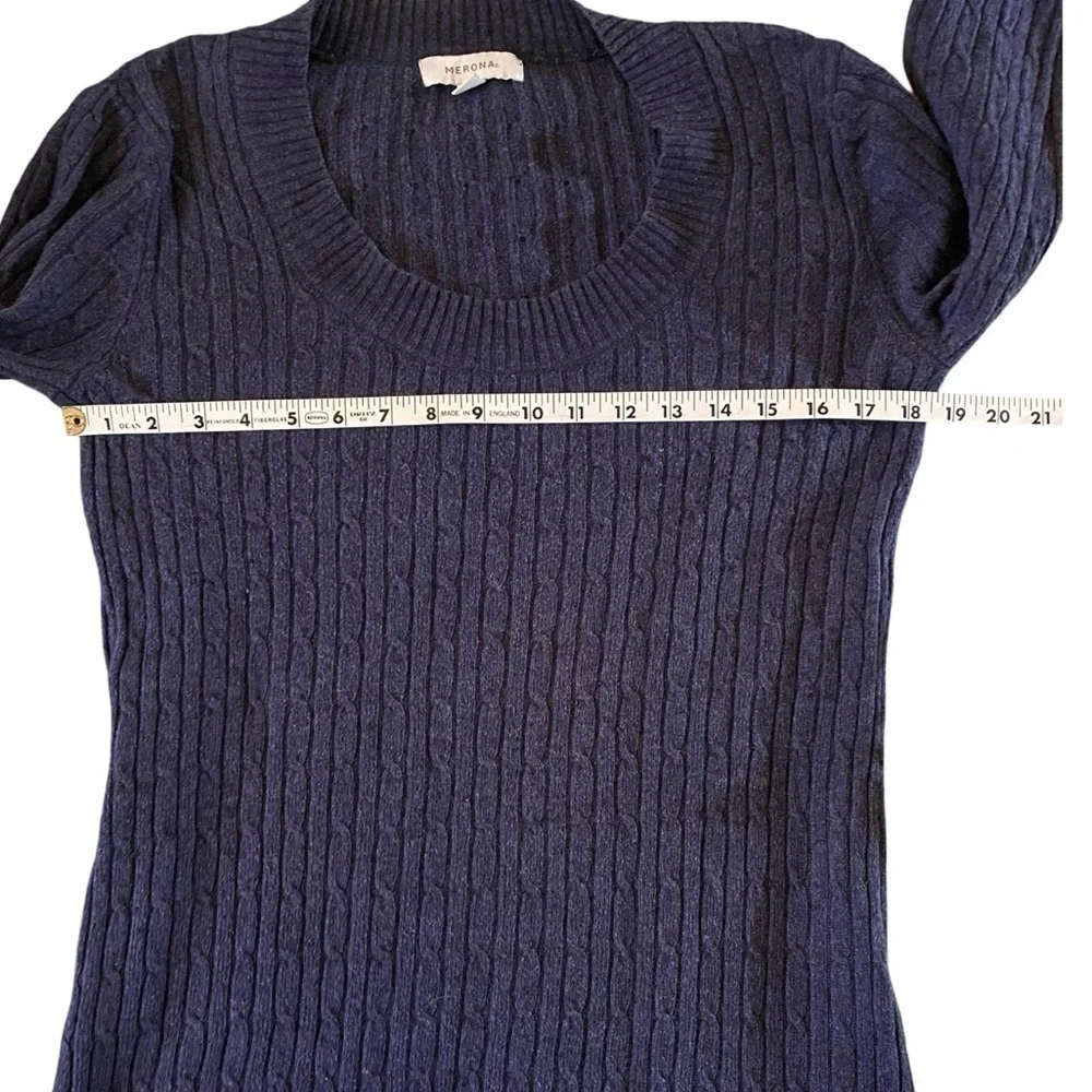 Navy Blue Long Sleeve Scoop Neck Sweater Large